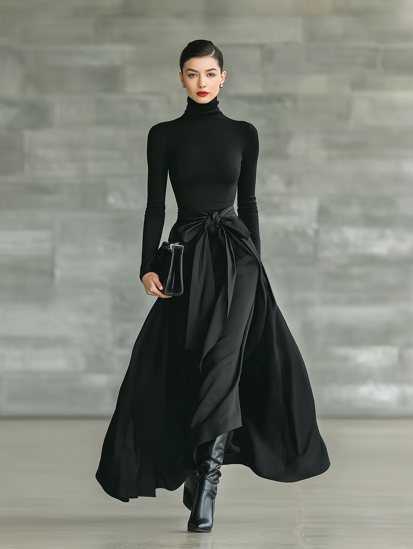 Black Satin Maxi Dress | Evening Dress