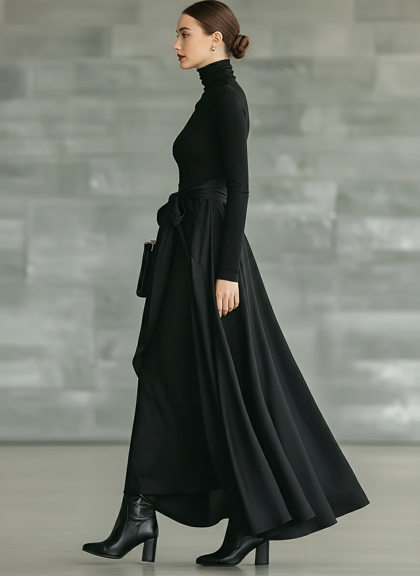 Black Satin Maxi Dress | Evening Dress