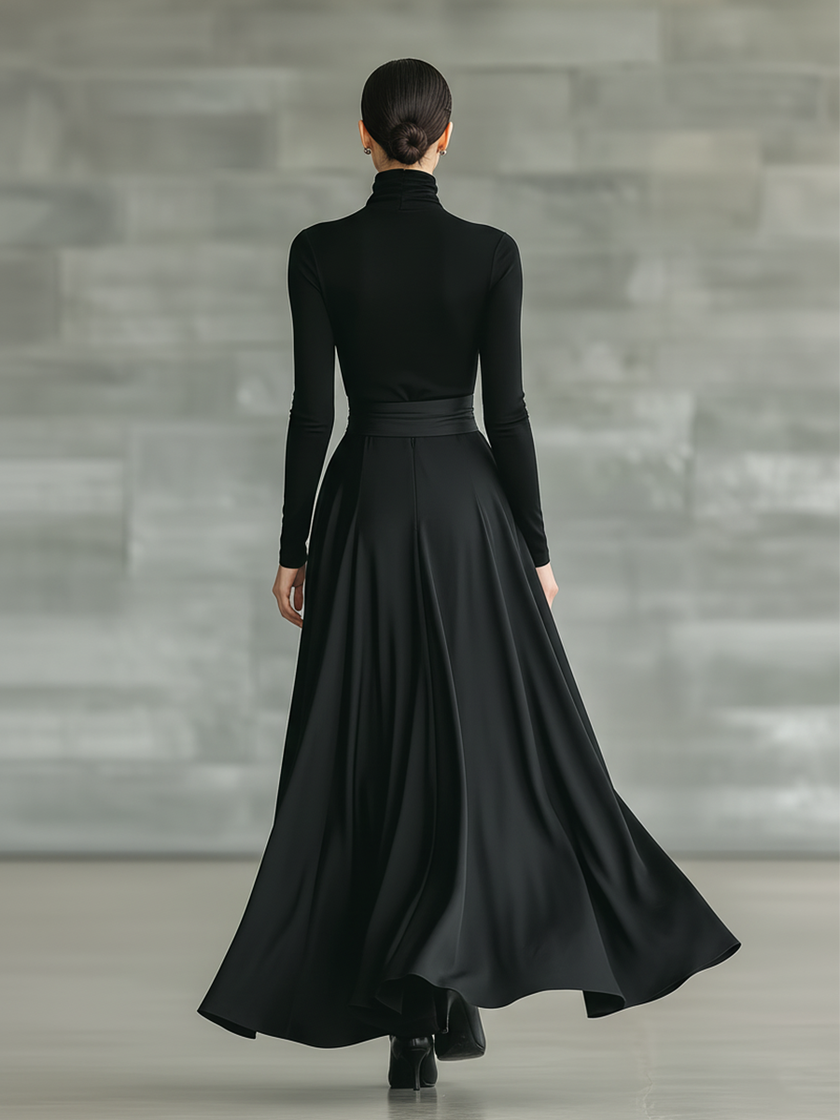 Black Satin Maxi Dress | Evening Dress
