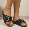 Black FJØRNA orthopedic buckled slide sandals for women with cushioned straps and supportive soles, ideal for comfort and everyday wear.