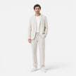 FJØRNA men's linen suit set featuring a lightweight blazer and trousers, breathable summer classic fit for warm weather.