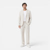 FJØRNA men's linen suit set featuring a lightweight blazer and trousers, breathable summer classic fit for warm weather.