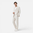 Men's lightweight linen suit set by FJØRNA featuring blazer and trousers, breathable summer classic fit for men.