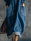 Blue Corduroy Midi Dress | Casual Dress