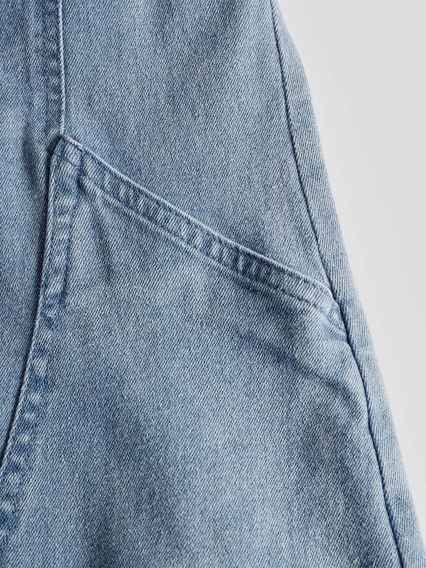 Blue Denim V-Neck Midi Dress | Casual Dress