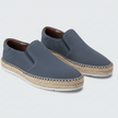 Blue men's suede loafer moccasins by FJØRNA, stylish slippers perfect for elegant occasions with a sleek design.