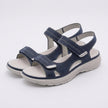 FJØRNA orthopedic comfort fit sandals with chunky sole and adjustable straps, featuring blue color and cushioned footbed.