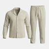 FJØRNA Miles men's lightweight linen set with breathable shirt and pants, ideal for warm weather and casual stylish wear.