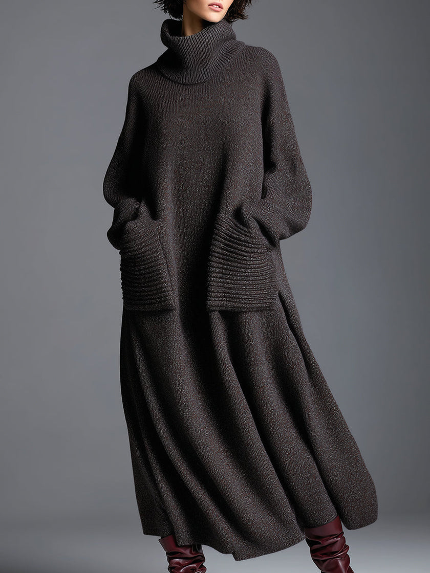 Brown Knit Maxi Dress For Women