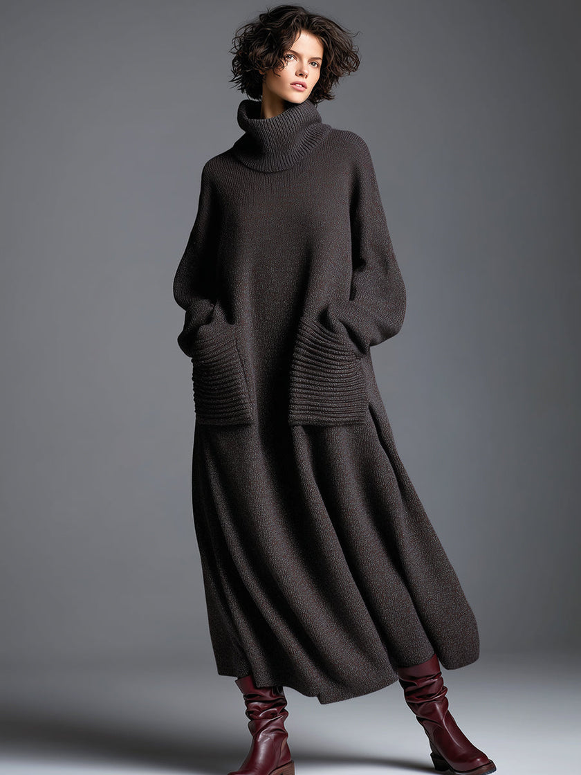Brown Knit Maxi Dress For Women