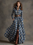 FJØRNA brown maxi dress, casual style, flowing fabric, long sleeveless design, perfect for everyday wear.