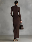 Brown Turtleneck Dress For Women