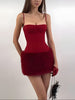 Burgundy FJØRNA corset dress, women's mini and midi dress with fitted bodice and stylish design, perfect for elegant occasions