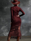 Burgundy Lace Maxi Dress | Evening Dress