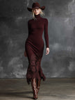 Burgundy Lace Maxi Dress | Evening Dress