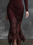 Burgundy Lace Maxi Dress | Evening Dress