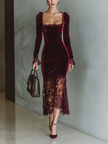 Burgundy Velvet Maxi Dress | Evening Dress