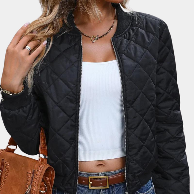 Selina – Black Bomber Jacket Women - Stylish Quilted Design | Lightweight Jacket 2