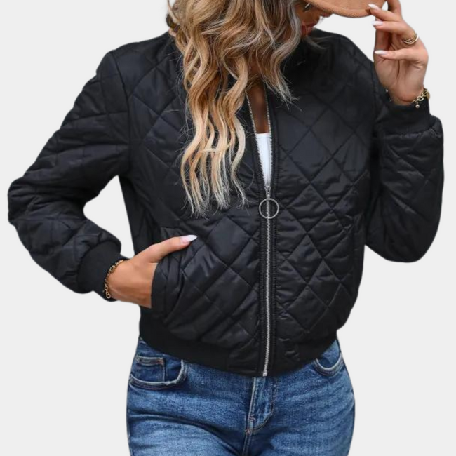 Selina – Black Bomber Jacket Women - Stylish Quilted Design | Lightweight Jacket 1