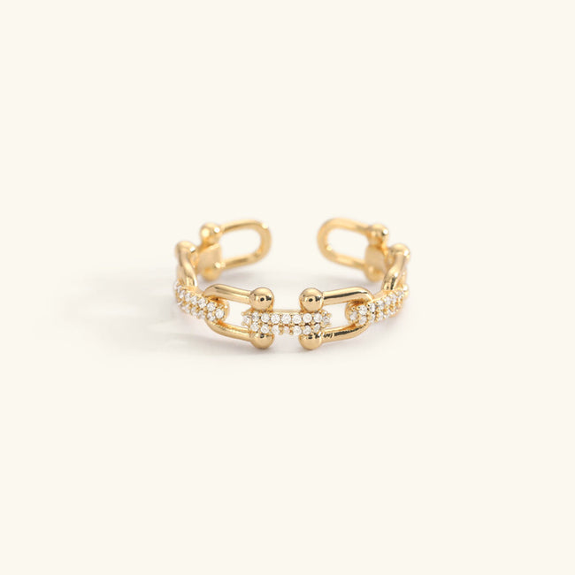 Daisy | Adjustable 18K Gold plated Chain Ring with Diamond Simulants