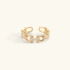 Daisy | Adjustable 18K Gold plated Chain Ring with Diamond Simulants
