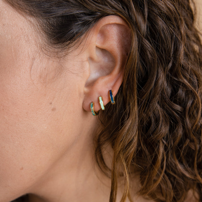 Opal – Women’s Silver Huggie Hoop Earrings | Colorful Elegance 2