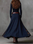 FJØRNA suede plaid patchwork retro-style dress with belt, featuring a white color and vintage-inspired design.