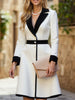FJØRNA high waist slimming three-quarter sleeve white dress, elegant fit and classic design, perfect for stylish occasions.