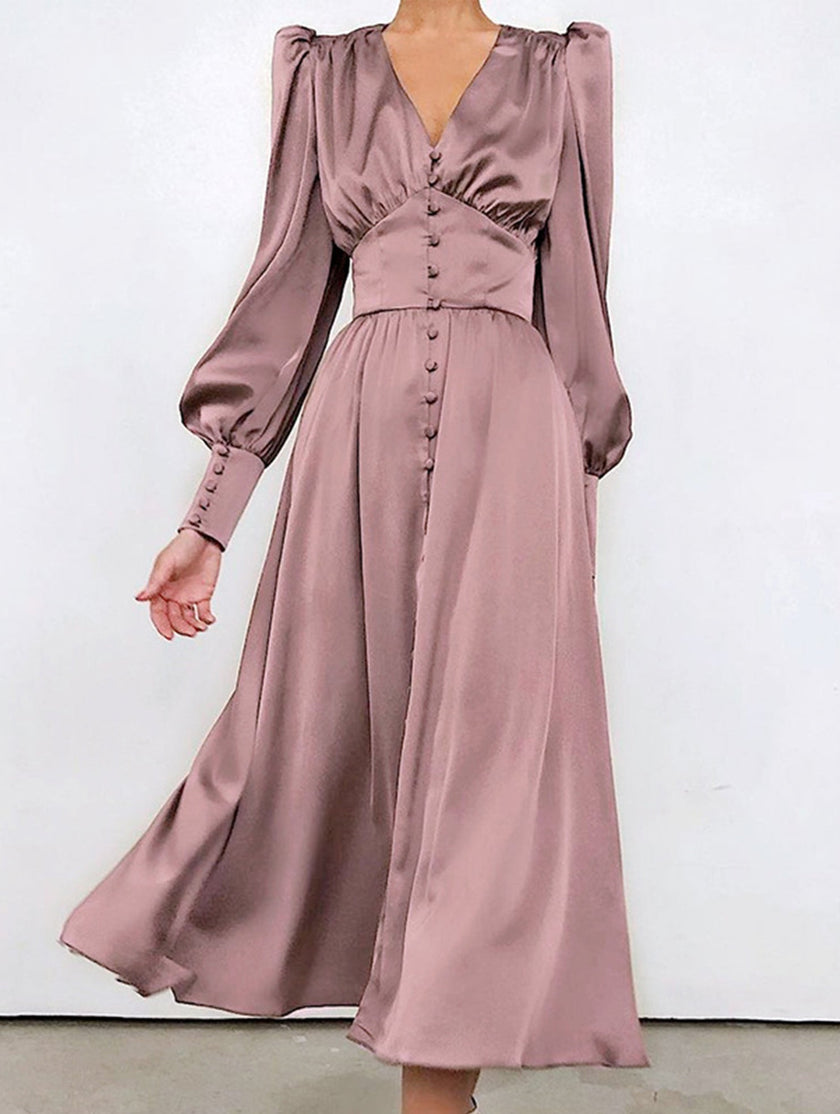 White Retro V-neck waist dress by FJØRNA featuring a fitted silhouette and classic design, perfect for casual or semi-formal wear.