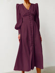FJØRNA retro V-neck waist dress in white, showcasing a fitted silhouette with a V-neckline and stylish waist detail.