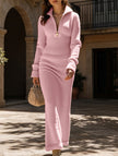 FJØRNA white zipper slim fit long dress with elegant design, showcased on a model in this stylish women's dress image.