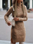 White high-neck slim-fit long dress by FJØRNA, featuring a warm, elegant design and tailored fit for sophisticated style.