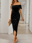FJØRNA strapless white maxi dress, fitted bodycon style, elegant long dress perfect for formal occasions or summer events.