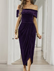 FJØRNA strapless white bodycon maxi dress displayed on a mannequin, sleek and elegant design perfect for formal occasions