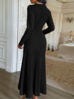 Black FJØRNA retro solid color bodycon dress, stylish and fitted, shown on a mannequin against a plain background.