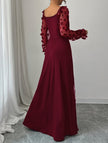 White retro-style hollowed-out long-sleeved dress by FJØRNA featuring a vintage-inspired design and elegant silhouette.