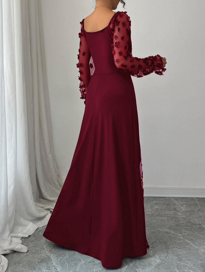 White retro-style hollowed-out long-sleeved dress by FJØRNA featuring a vintage-inspired design and elegant silhouette.