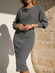 FJØRNA white slim fit knit dress, elegant and stylish, shown on a model with a fitted silhouette and soft fabric texture.