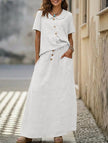 White casual loose dress for women by FJØRNA, perfect for casual or wedding occasions, featuring a relaxed fit and solid color.