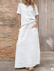 White FJØRNA casual loose dress for women, solid color, perfect for casual wear or weddings, featuring a comfortable, relaxed fit.
