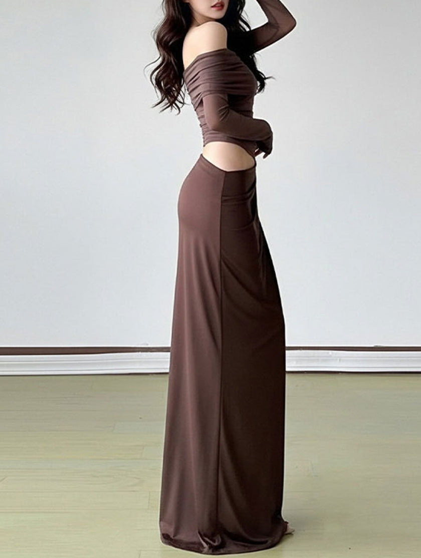 Elegant white French-style slim-fit dress by FJØRNA, showcasing a fitted silhouette and sophisticated design.