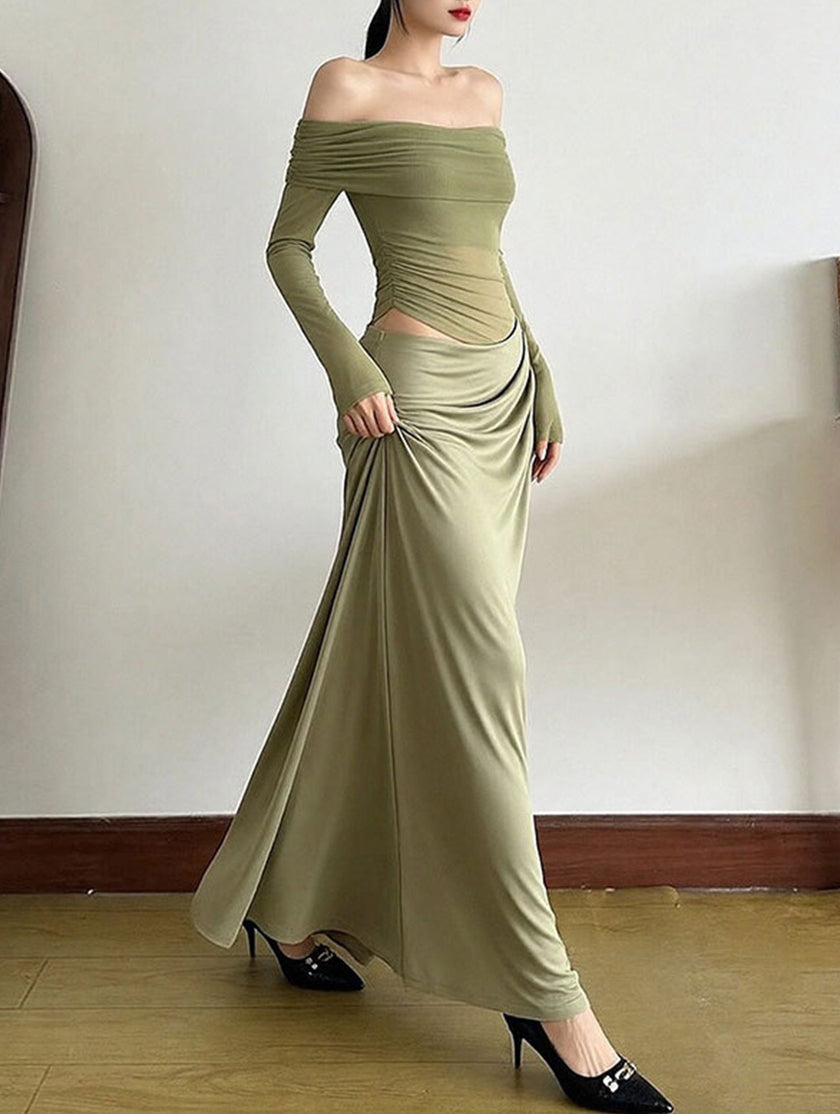 Elegant white French-style slim-fit dress by FJØRNA, featuring classic design and tailored fit, shown on a model.