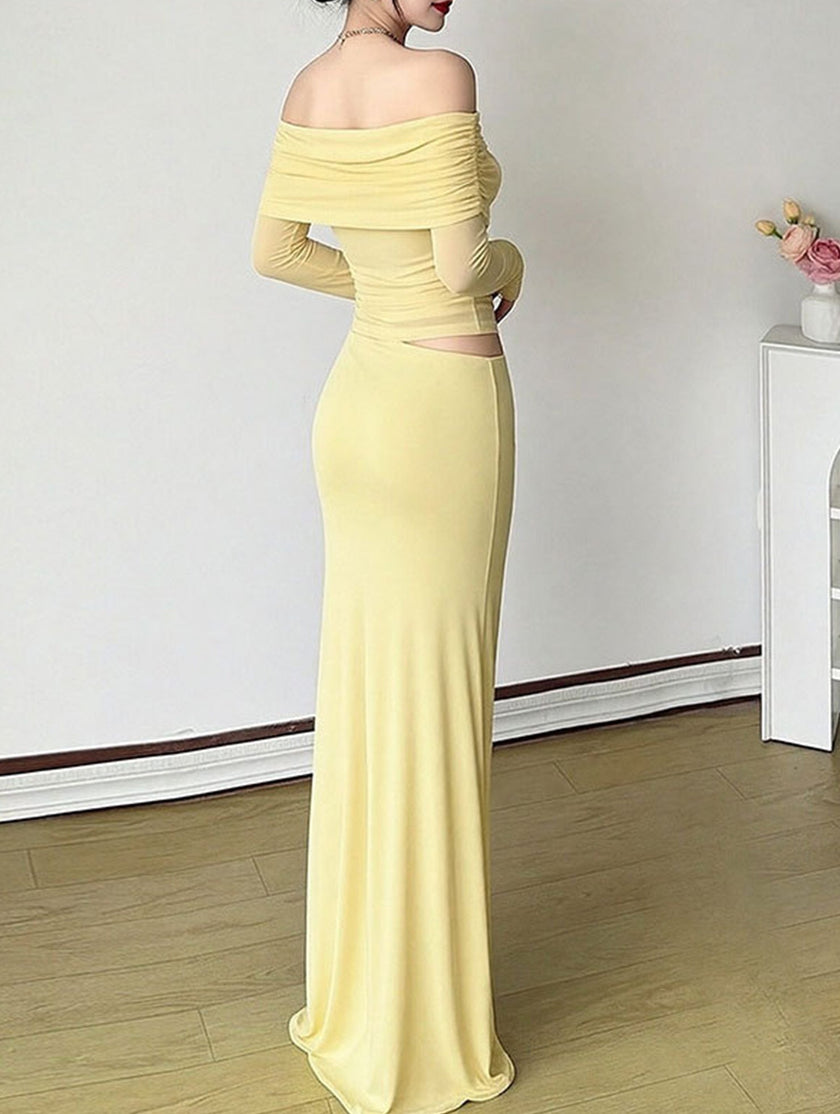 Elegant French-style slim-fit white dress by FJØRNA, showcasing a sleek silhouette and refined design.