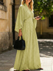 Yellow slim fit women's dress by FJØRNA, elegant and stylish, featuring a sleek design perfect for formal or casual occasions.