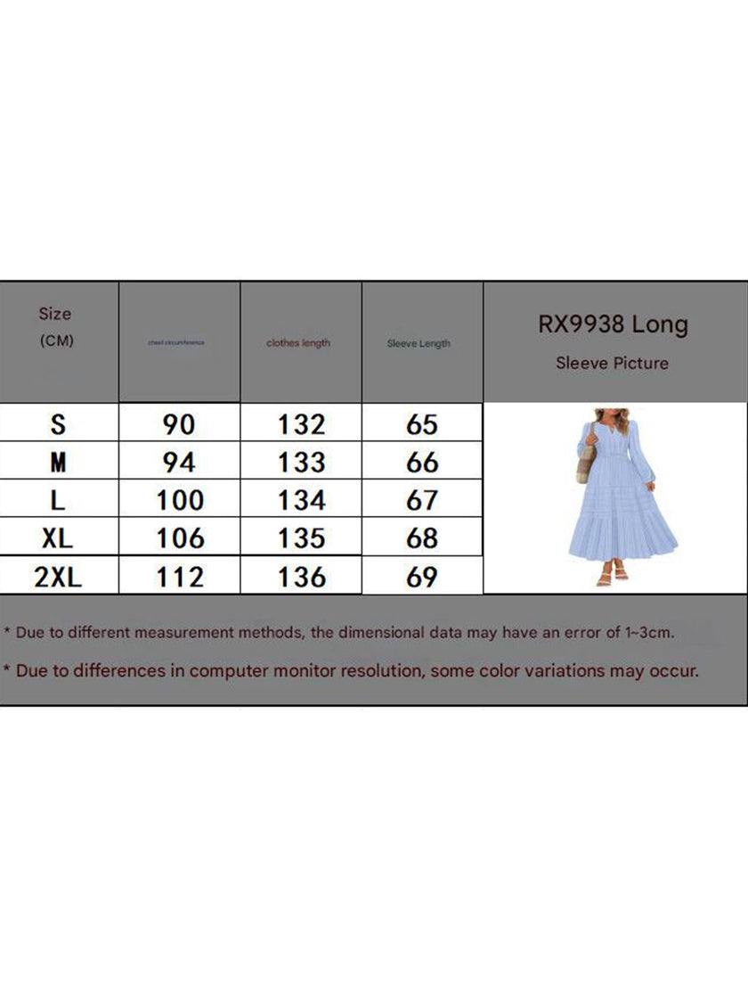 White V-neck tiered puff sleeve maxi dress by FJØRNA, flowing fabric with layered design and elegant silhouette.