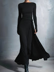 Solid wrap style knot long sleeve dress by FJØRNA in white, featuring a fitted silhouette and elegant design.