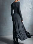 FJØRNA solid white wrap-style long sleeve dress with knot detail, elegant and stylish for versatile occasions.