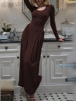 White FJØRNA solid U-neck fit and flare dress with sleeveless design, showcased on a hanger.