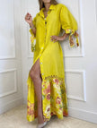White lace tie sleeve shirt dress by FJØRNA, featuring a classic collar and button-front design.