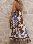 Multicolor tropical print FJØRNA cami maxi dress with lightweight fabric and flowy silhouette, perfect for summer occasions.